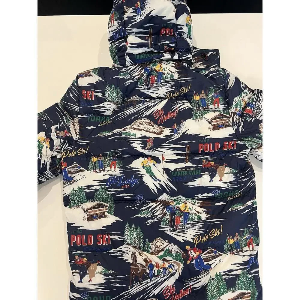 $398 Polo Ralph Lauren Water Repellent Graphic Ski Print 700 Down Jacket Coat S