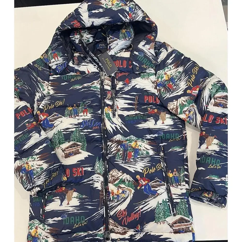 $398 Polo Ralph Lauren Water Repellent Graphic Ski Print 700 Down Jacket Coat S