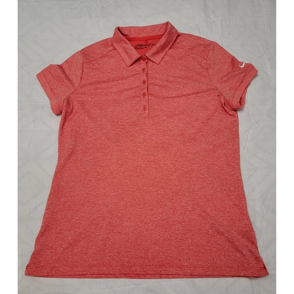 Nike Golf Dri-FIT Womens Polo Shirt Orange Heather Short Sleeve 725584-852 L