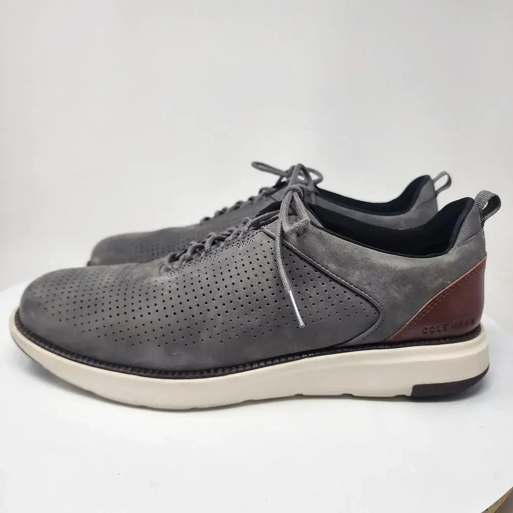 Cole Haan Grand Atlantic Textured Sneaker Men 11.5M Grey Suede Leather C37747