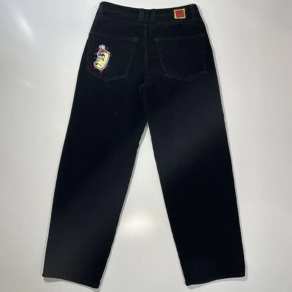 Empyre Relaxed Fit Corduroy Pants Mens 30 Black Baggy Skate Skater Y2K Cords