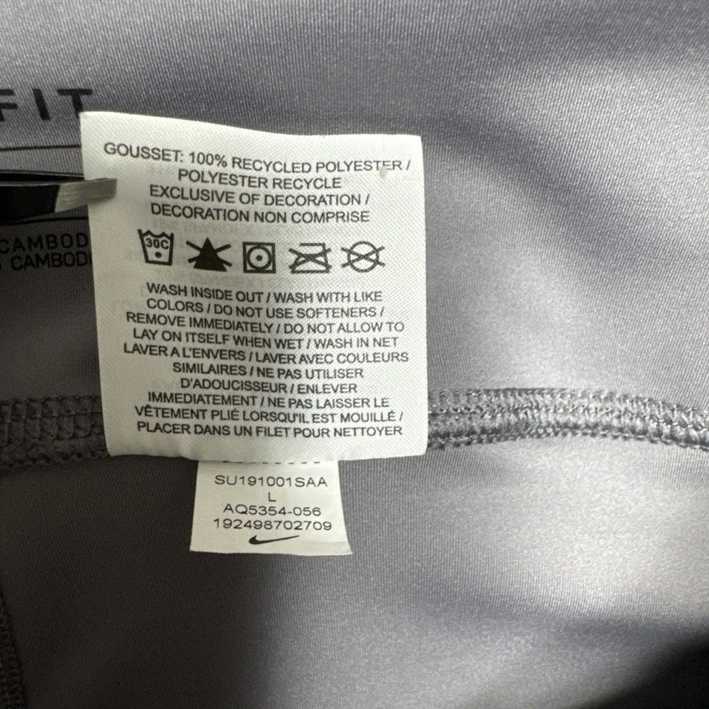 Nike Dri-Fit Epic Lux Mesh Side Panels Compression Leggings Womens Sz Large Gray