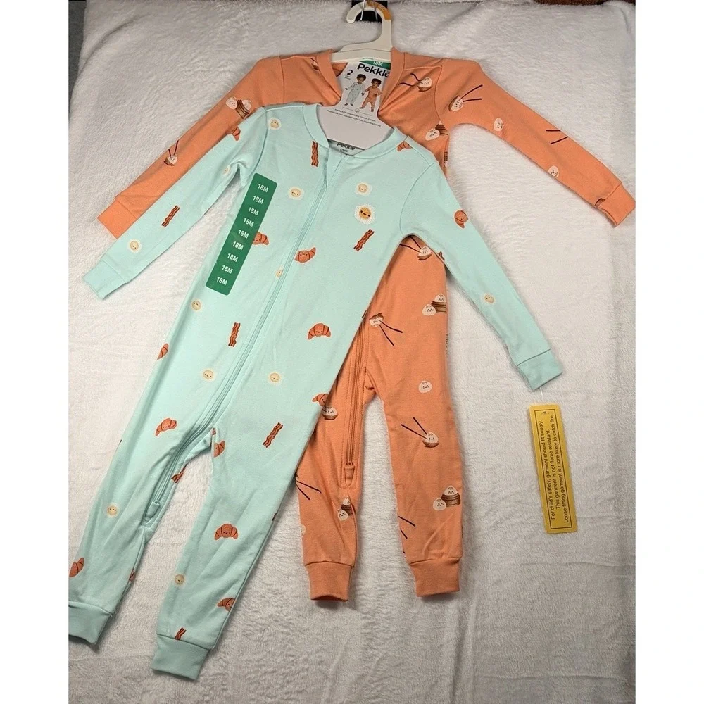 Pekkle 2-pack Sleepers - Bacon & Eggs / Dumplings - 18M - NWT