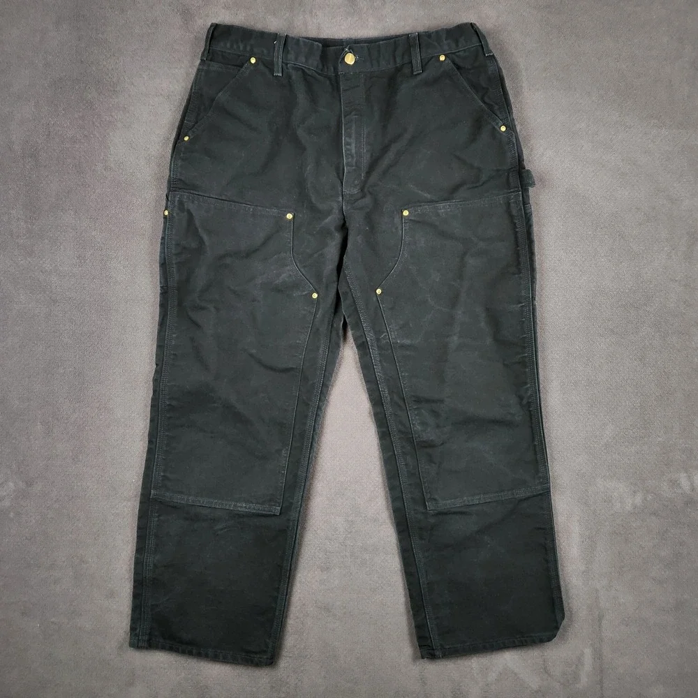 Vintage‎ Carhartt Pants 38x30 Black B01 Canvas Carpenter Double Knee Made in USA
