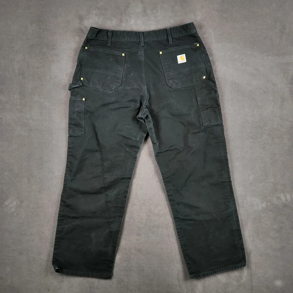 Vintage‎ Carhartt Pants 38x30 Black B01 Canvas Carpenter Double Knee Made in USA
