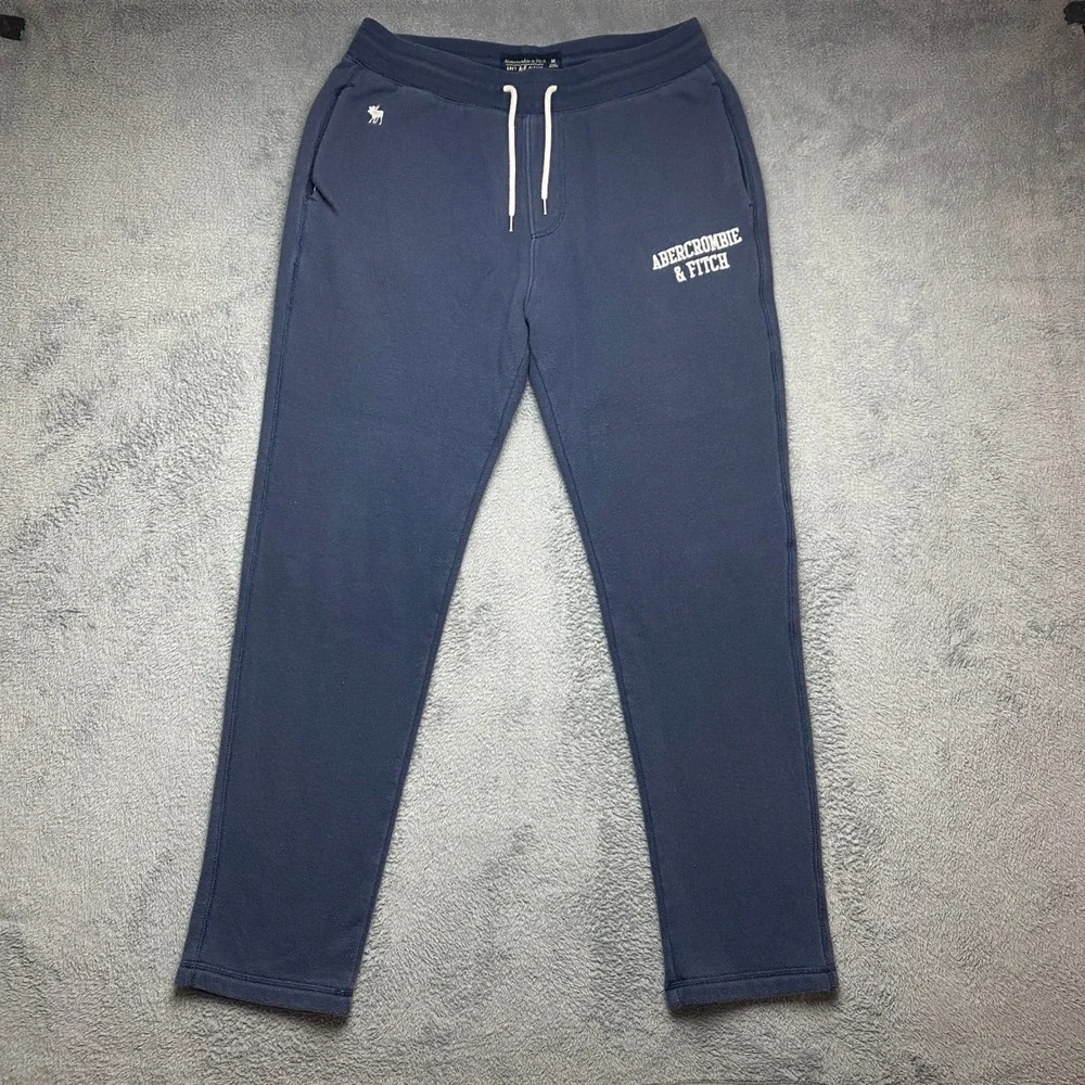 Abercrombie & Fitch Sweatpants Mens Medium Soft A&F Fleece Navy Blue Logo