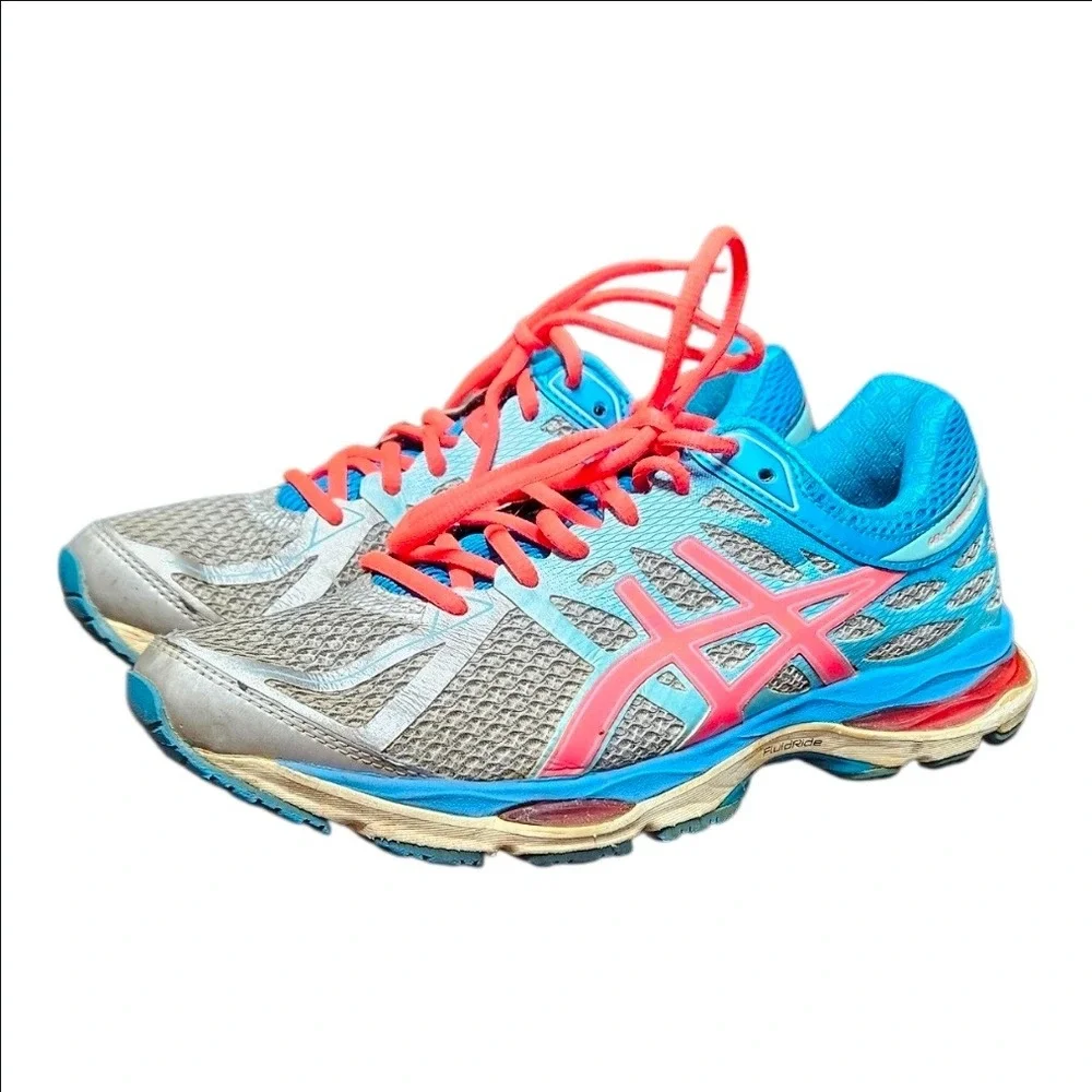 ASICS Gel-Cumulus 17 Womens Running Shoes Sneakers Blue Pink Silver 8.5 T5D8N