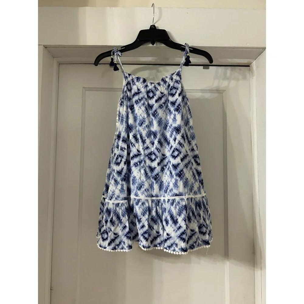 Tommy Bahama Swing Summer Sun Dress Blue And White Girls Size 7 Beach Vacation