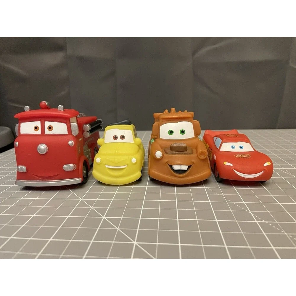 Disney Pixar Cars Vinyl Bath Pool Water Toys Mater Lightning Red FireTruck Lot 4