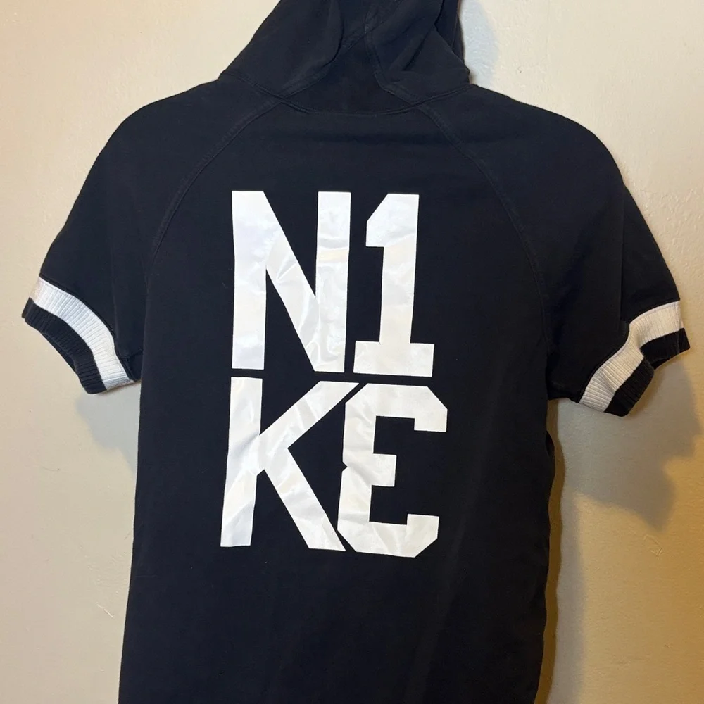 Nike Women's Black and White Hooded Jacket
