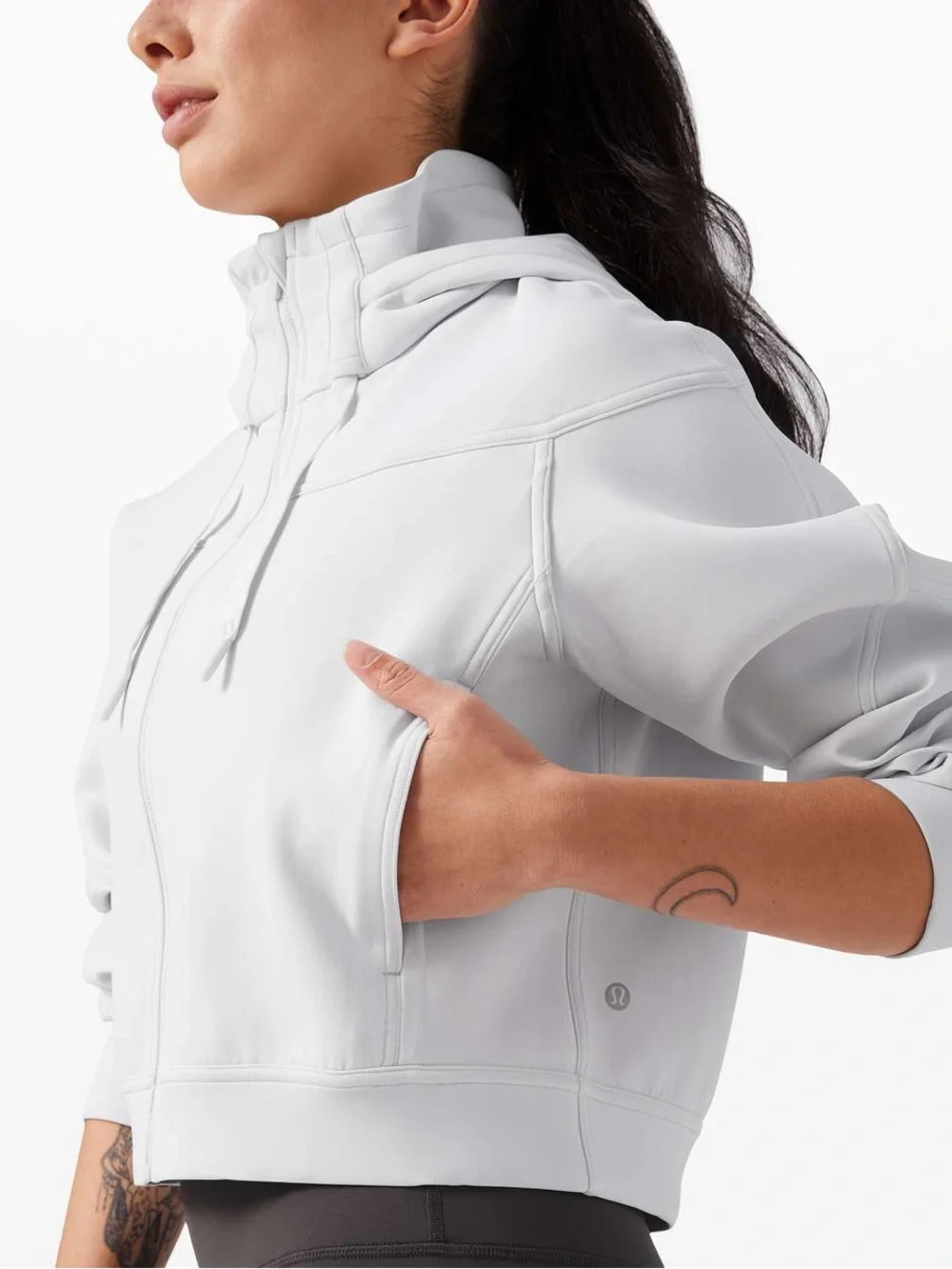 lululemon athletica Light Blue/Green Cropped scuba Hoodie Jacket