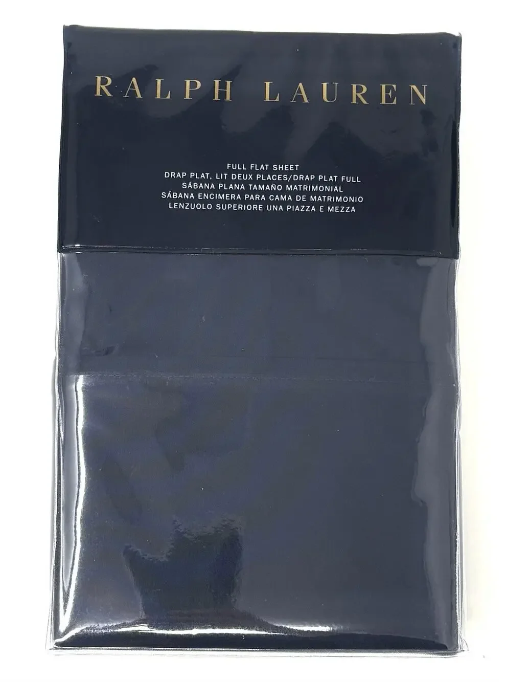 Ralph Lauren RL 464 Thread Count Full Flat Sheet Polo Navy Blue Percale Cotton