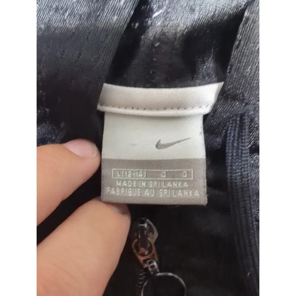 Nike Black wth Blue/White Stripes Mesh Full Zip Hoodie Track Jacket Women's Sz L