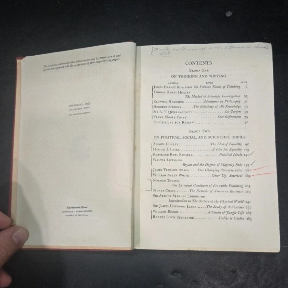Readings in the Modern Essay 1933 Edward S Noyes Houghton Mifflin Hardcover Book