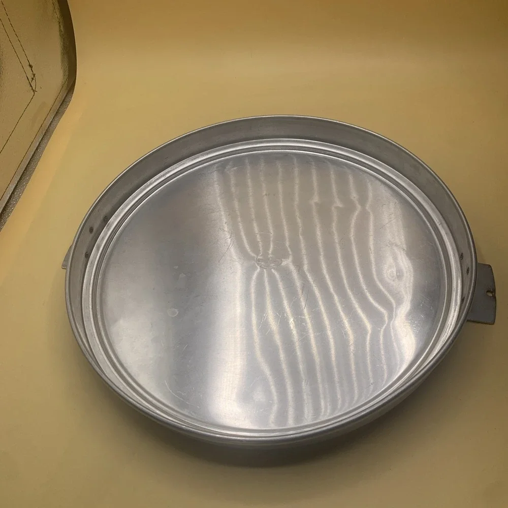 Vintage  Kromex Aluminum CAKE On The Front Base And Lid With Black Handle