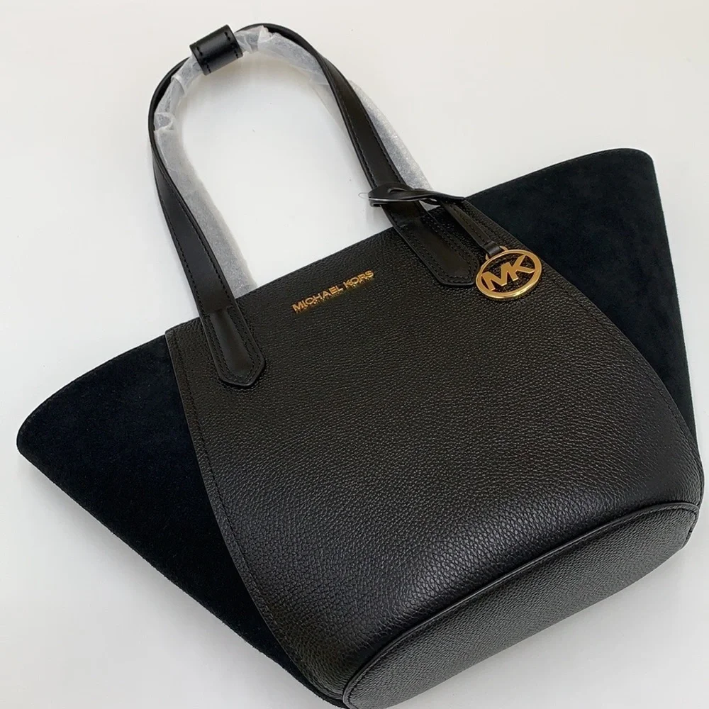 MICHAEL KORS PORTIA SMALL TOTE BLACK COLOR Pebbled leather/ suede