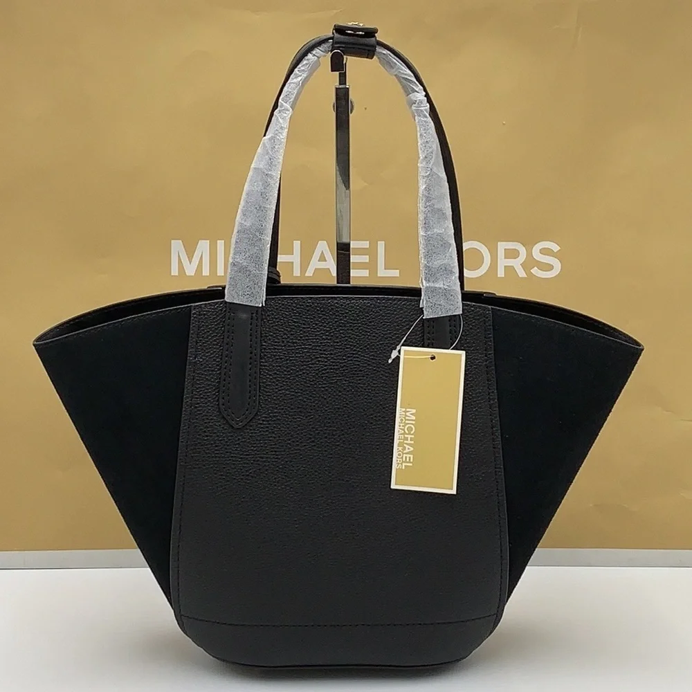 MICHAEL KORS PORTIA SMALL TOTE BLACK COLOR Pebbled leather/ suede
