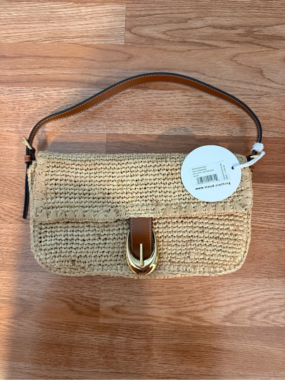 STAUD Harlow raffia shoulder bag NWT