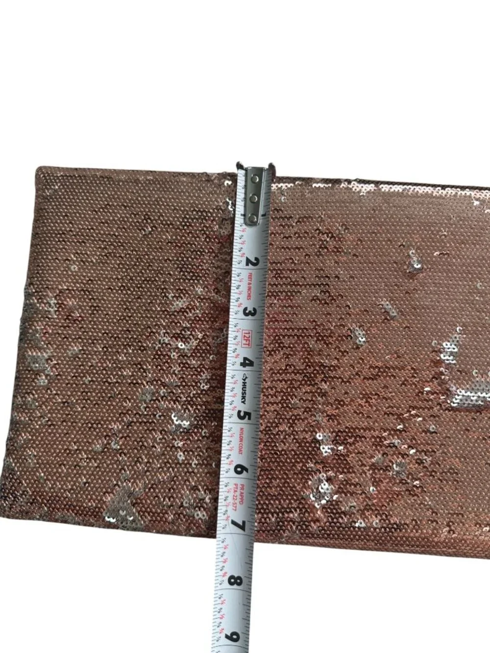 BCBGMAXAZRIA Rose Gold Silver Reversible Sequin Clutch Handbag