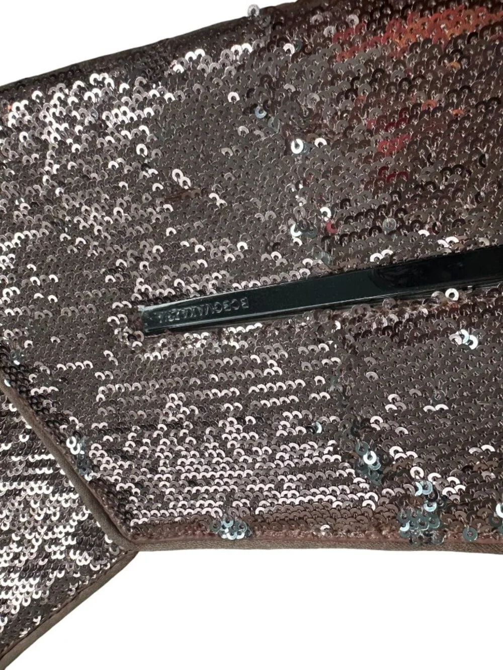BCBGMAXAZRIA Rose Gold Silver Reversible Sequin Clutch Handbag
