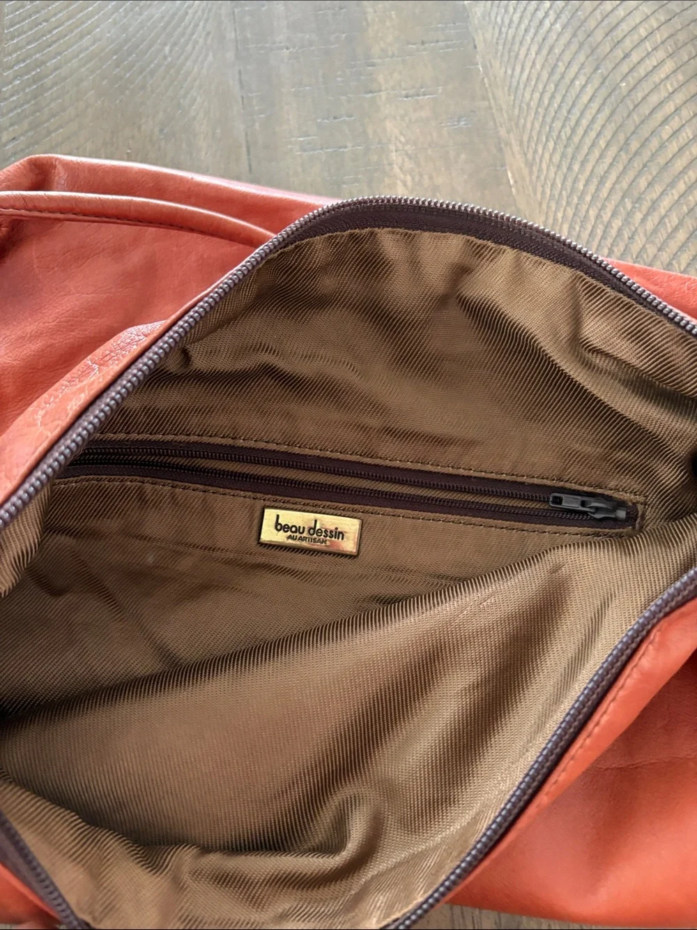 Everyday Soft Leather Shoulder Bag in Rust Orange