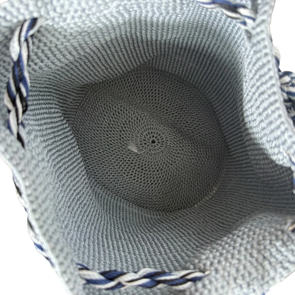 Unbranded Wayuu Style Woven Mochila Bucket Bag Gray Tassel Boho Shoulder Bag