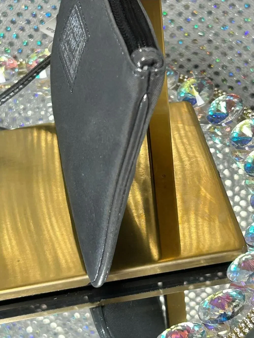 Coach Poppy Metallic Silver Wristlet Gold Accent NWT