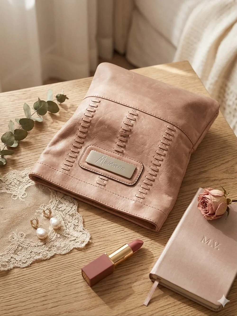 Marciano Angelique Foldover Blush Pink‎ / Dusty Rose Hand Clutch