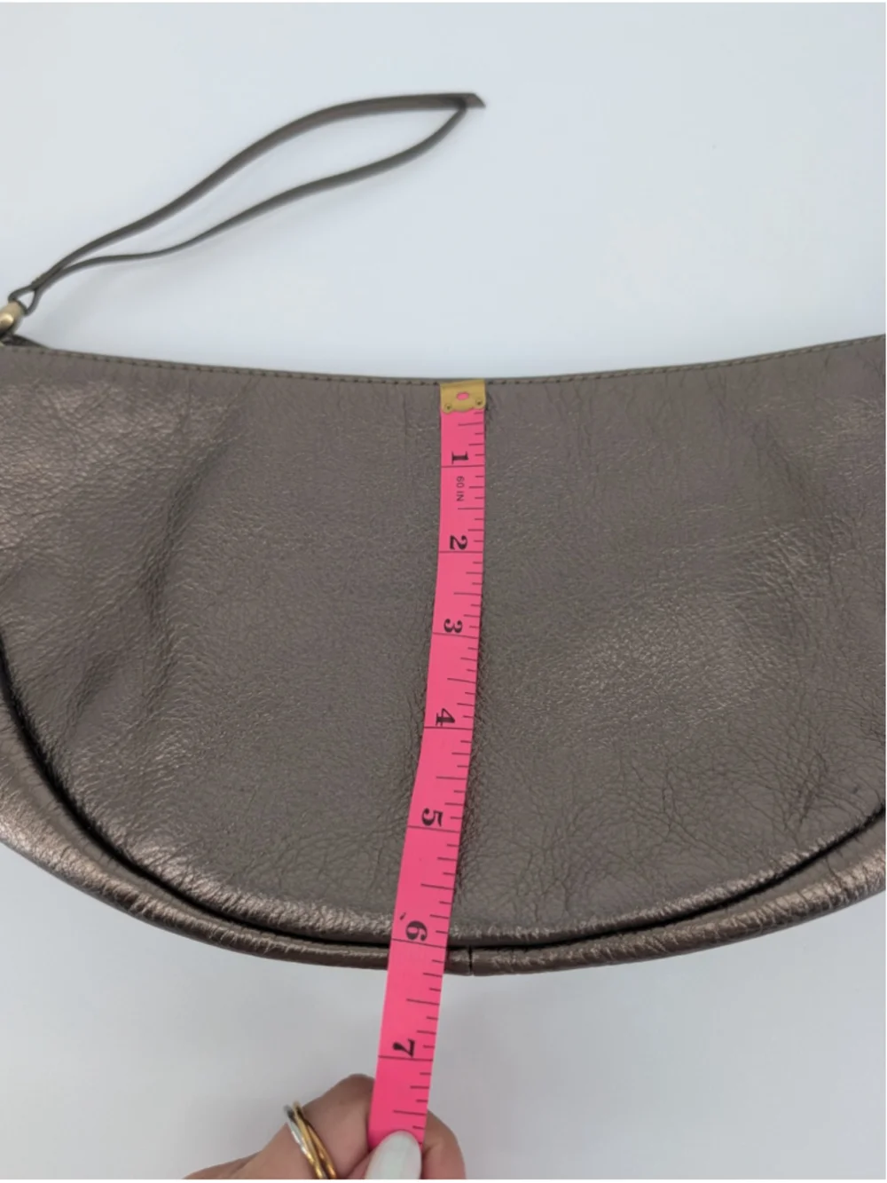 HOBO Knox Sling Pewter Metallic Bronze Genuine Leather Crescent Shoulder Bag