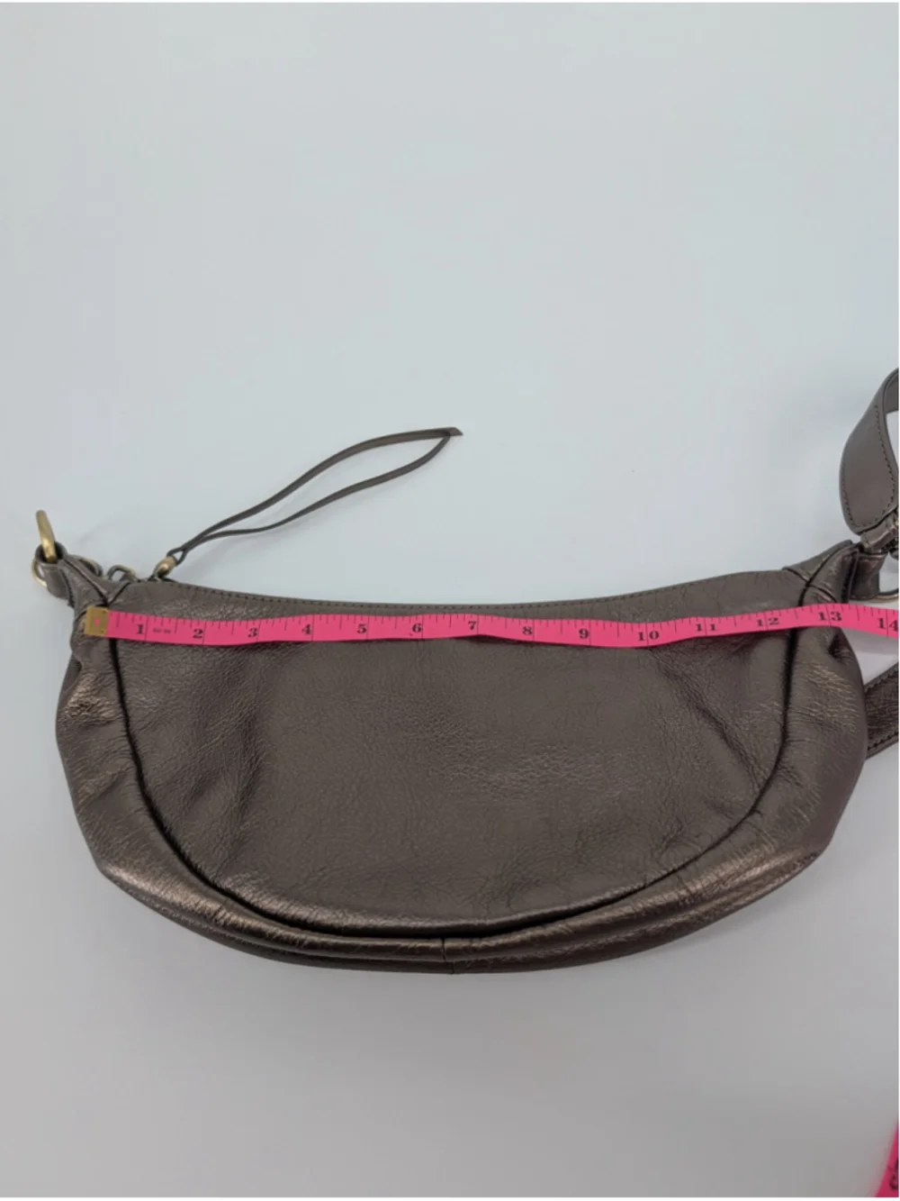 HOBO Knox Sling Pewter Metallic Bronze Genuine Leather Crescent Shoulder Bag