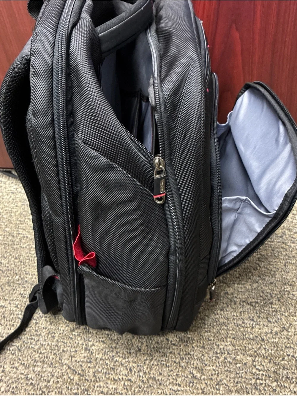 Samsonite Black Men's Laptop Backpack with Subtle Red Accents