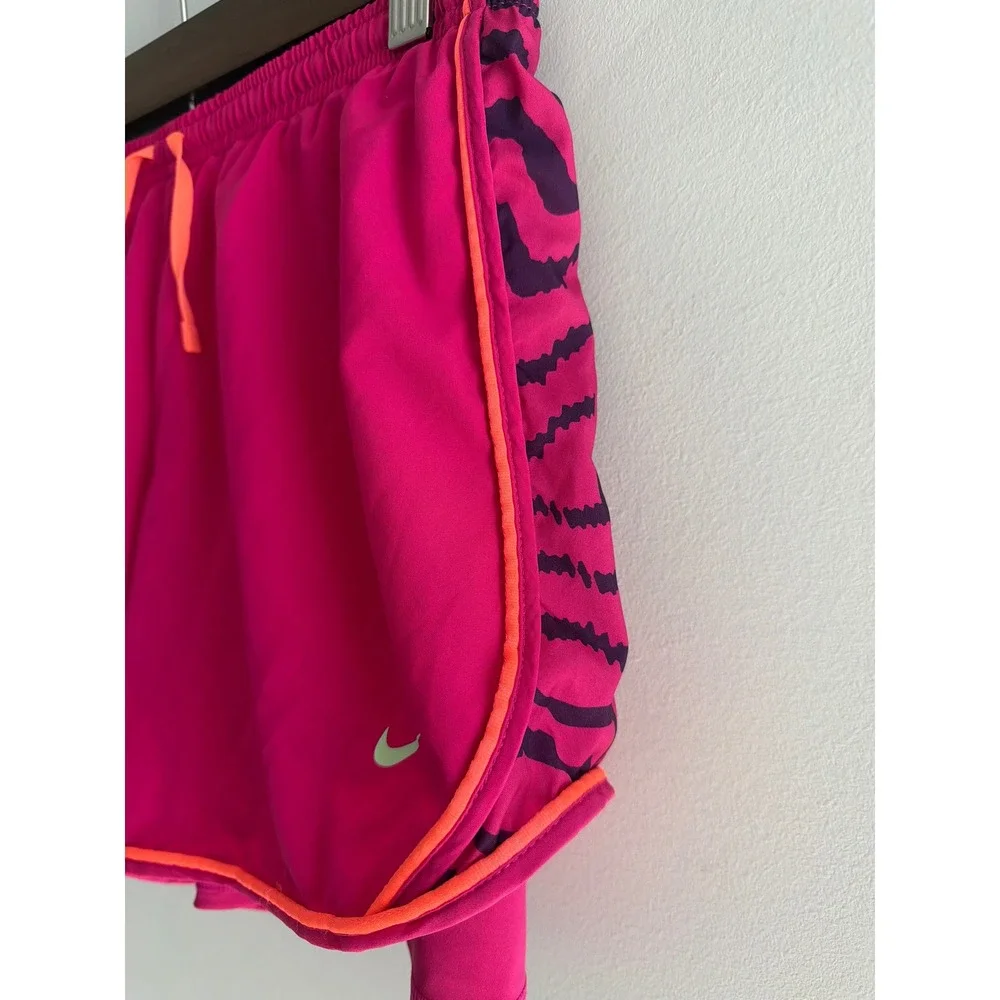 Nike Dri-FIT 10K 2-in-1 Running Shorts Pink Zebra Print DA1007-615 Womens XL