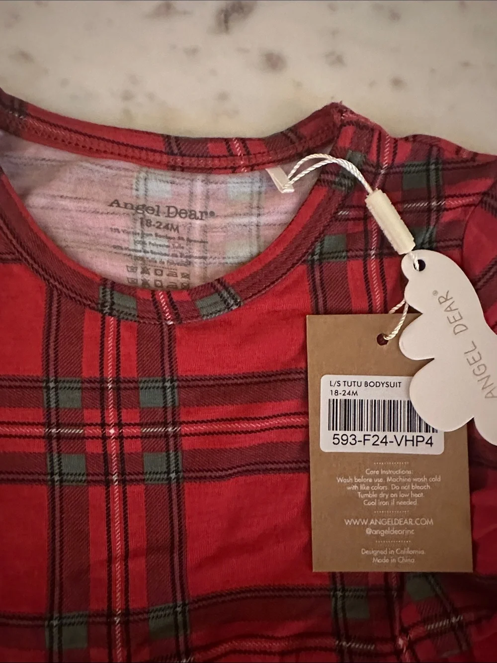 Angel Dear Red Plaid Tutu Bodysuit