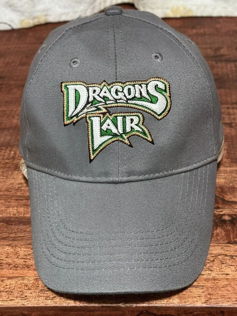 Dragons Lair Hat Grey Stitched Adjustable Baseball Cap 