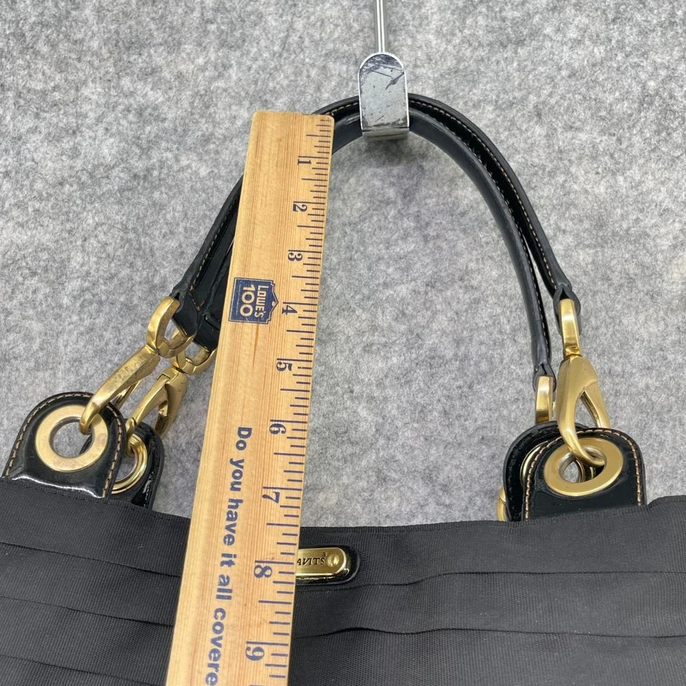 Eric‎ Javits Shoulder Bag Womens Medium Black Ribbon Tiered Gold Hardware Purse