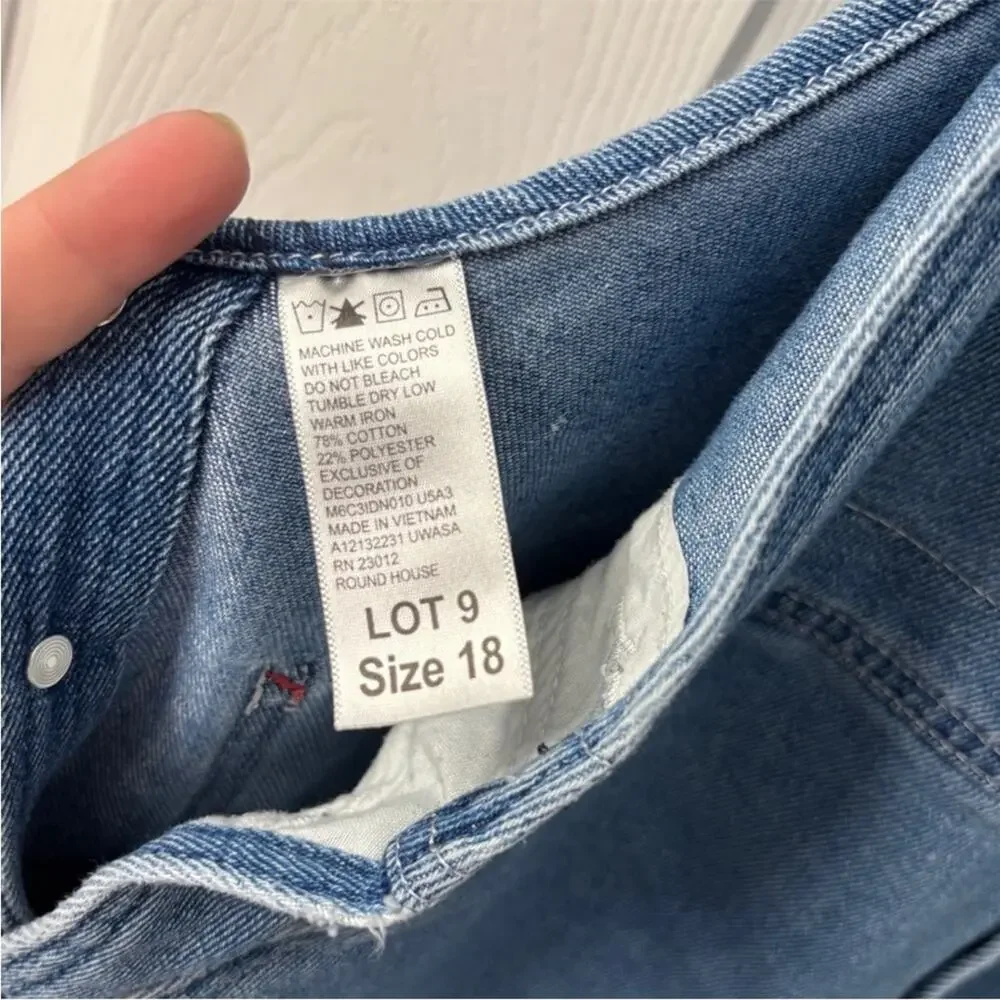 Vintage roundhouse Kids Blue Denim Overalls size 18 jeans pumpkin patch farm