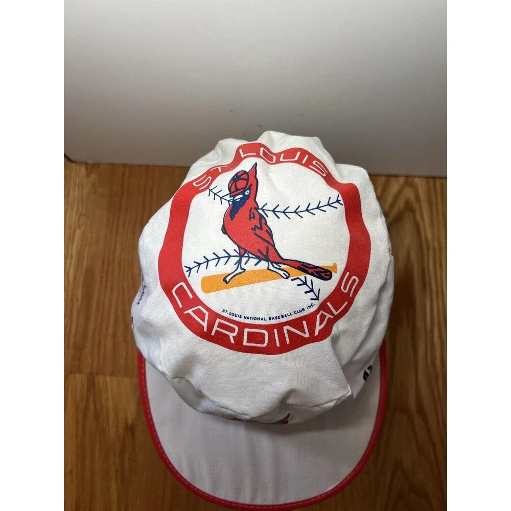 Vintage St. Louis Cardinals Hat Cap Elastic Back White Red MLB Baseball Mens 80s
