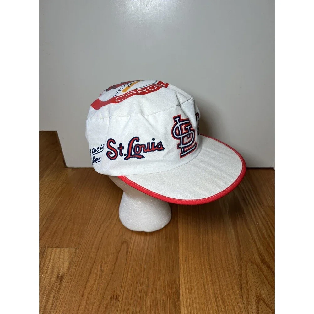 Vintage St. Louis Cardinals Hat Cap Elastic Back White Red MLB Baseball Mens 80s
