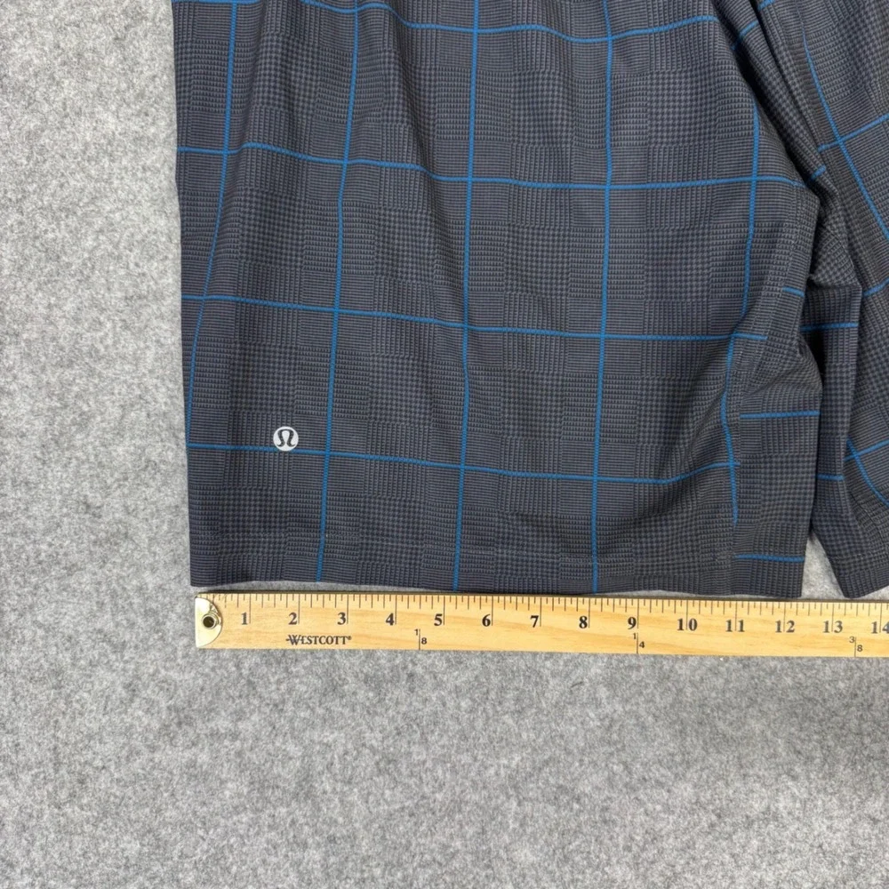 Lululemon Mens Pace Breaker Shorts Black Blue Plaid Houndstooth Activewear 31
