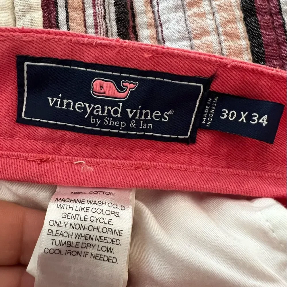 Vineyard Vines Classic Fit Club Pants Pink Cotton Lightweight Straight Leg 30x34