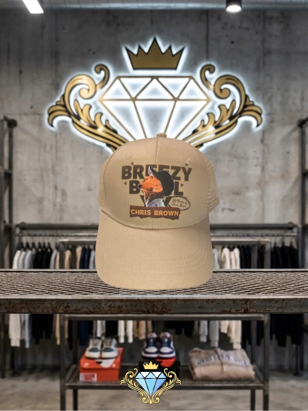 The Craft Baddie Chris Brown Breezy Boy Custom Mesh Trucker Hat Tan OS