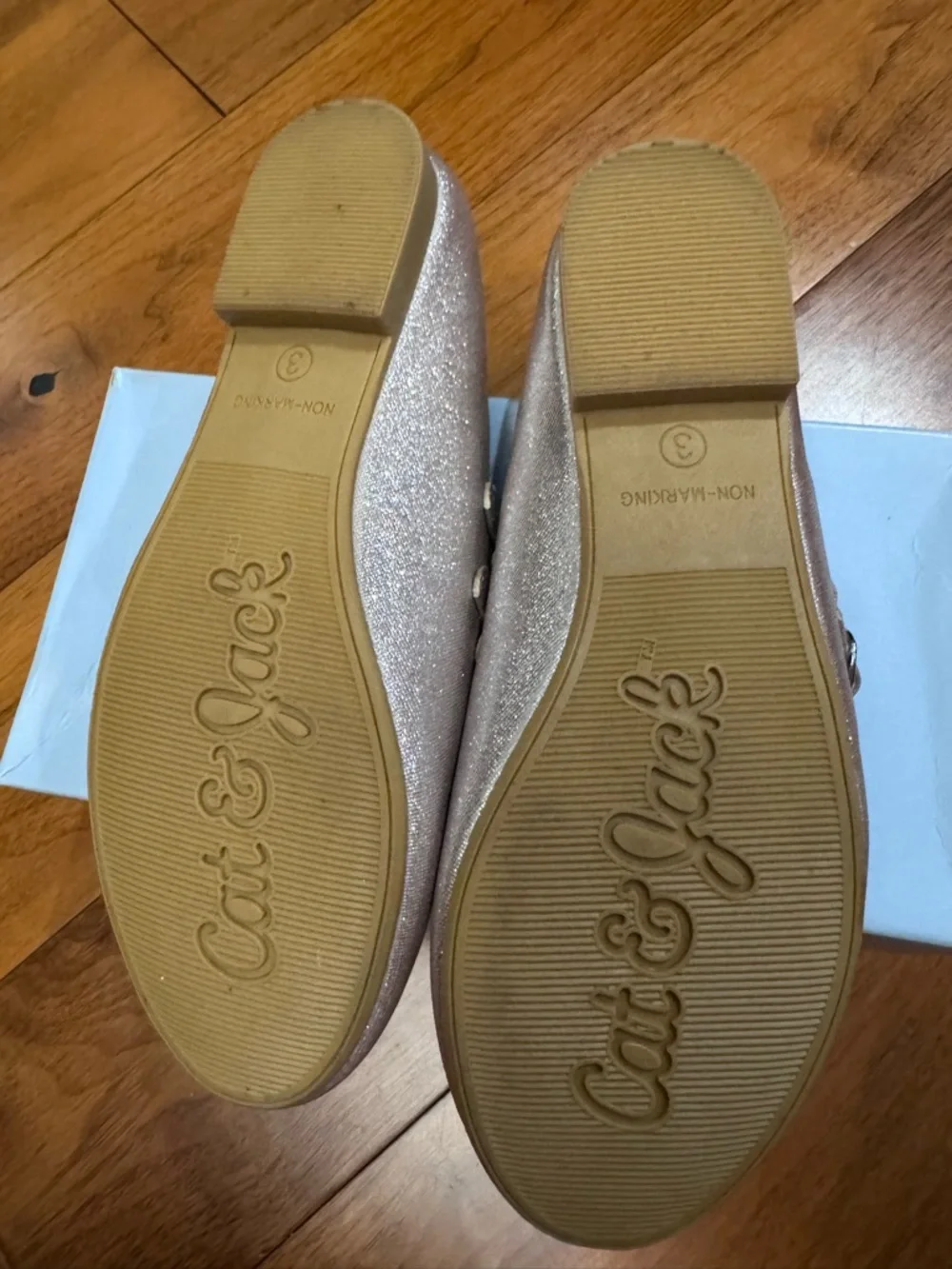 Cat & Jack Shimmery Double-Strap Flats in Gold/Rose