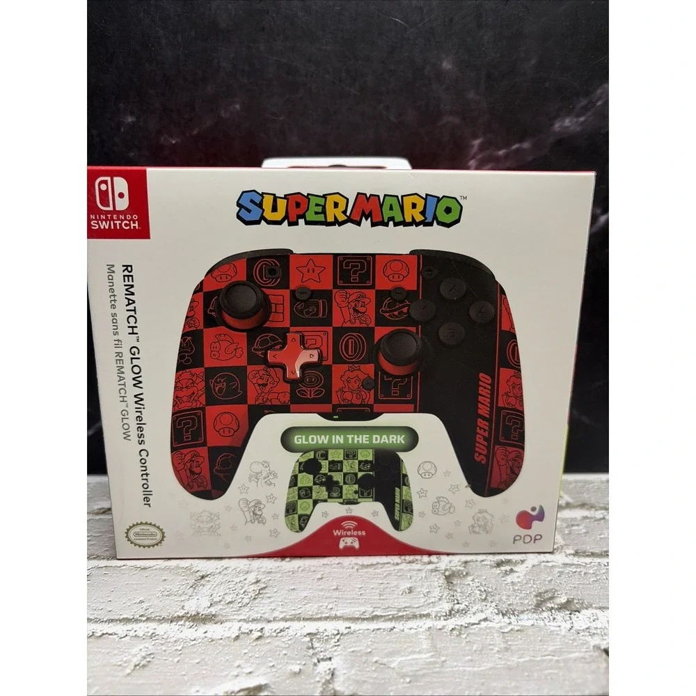 PDP REMATCH GLOW Enhanced Wireless Nintendo Switch Pro Controller - Super Mario