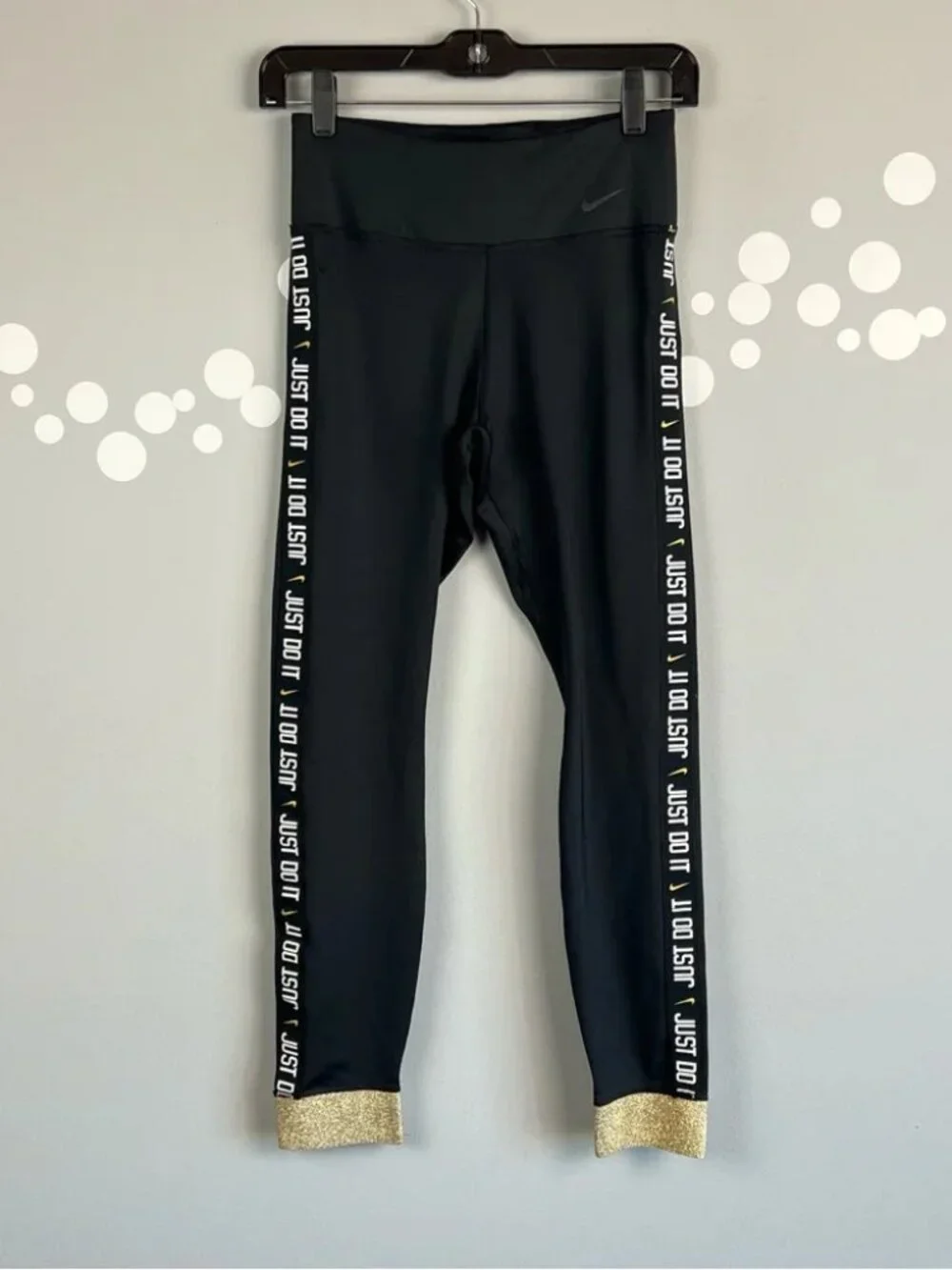 Nike Dri-FIT Just Do It Glitter Cuff 7/8 Leggings Black Size S