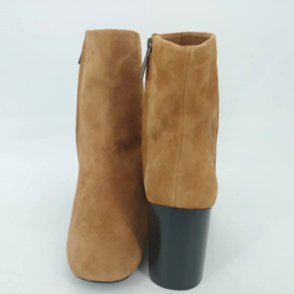 Linea Paolo Shoes Womens Ankle Boots Brown Black Block Heel Zipper 7.5