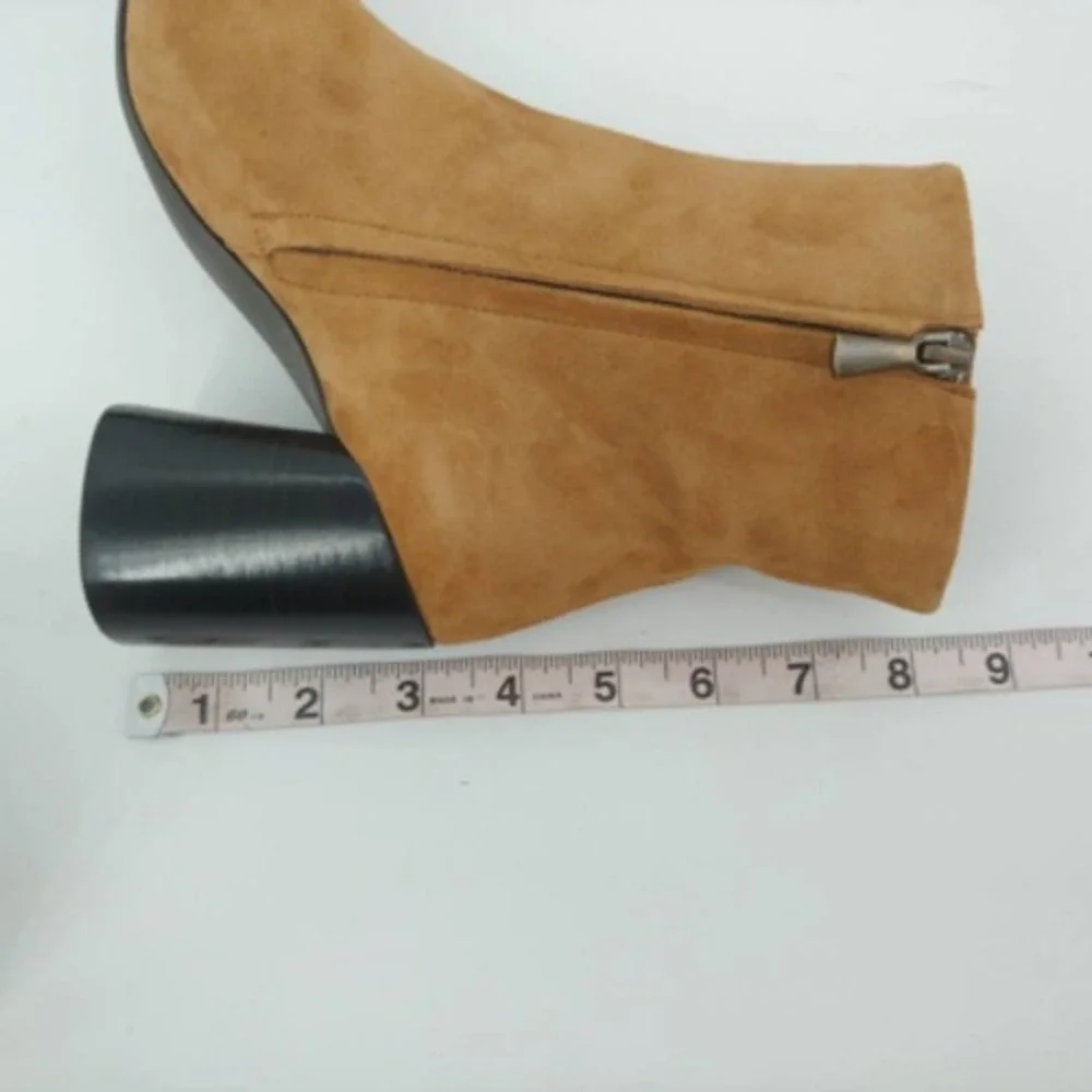 Linea Paolo Shoes Womens Ankle Boots Brown Black Block Heel Zipper 7.5