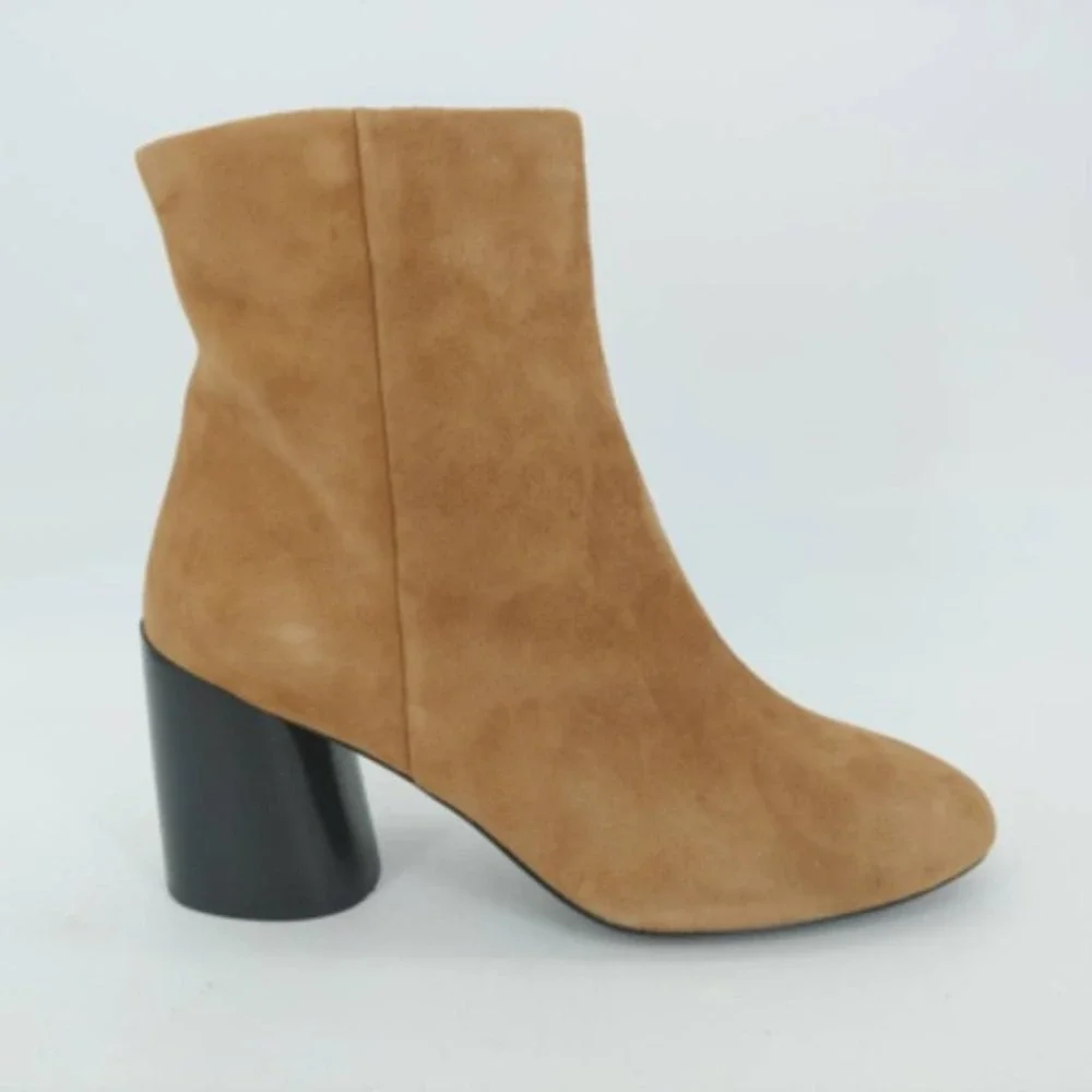 Linea Paolo Shoes Womens Ankle Boots Brown Black Block Heel Zipper 7.5