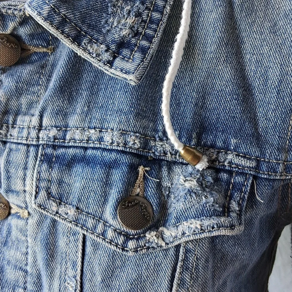 Free People Hooded Denim Jacket XS
