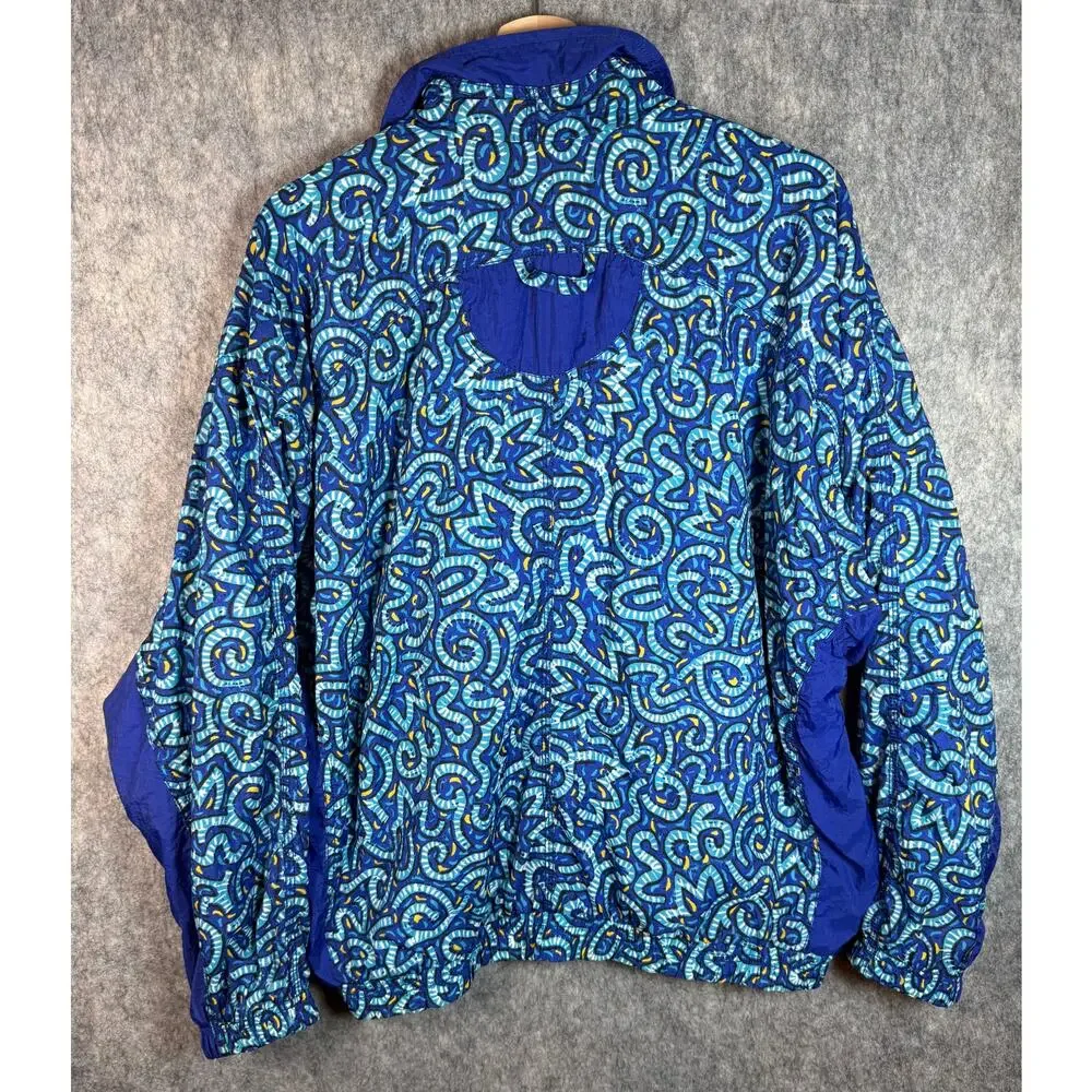 Vintage 90s Nike Abstract Print Windbreaker Blue Large Full Zip Oversized