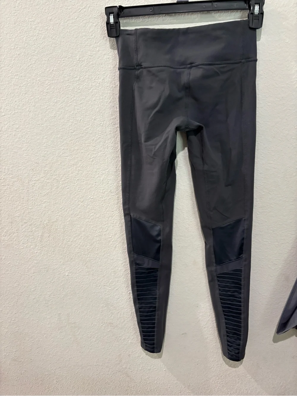 ALO Yoga Black Ribbed-Panel High-Waist Leggings
